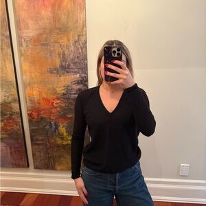 Joseph Black Long Sleeve V-Neck Top